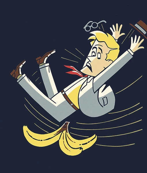 Man Slipping on a Banana Peel