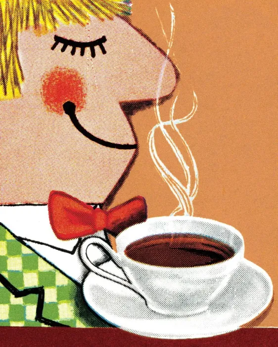 Framed Print : Man Smelling Coffee Framed Print : Man Smelling Coffee
