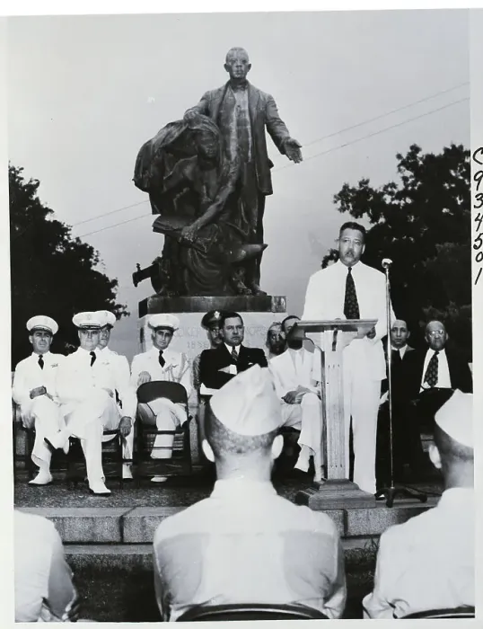 Framed Print : Man Speaking At Dedication Of School Framed Print : Man Speaking At Dedication Of School