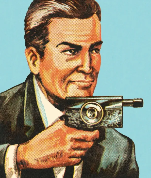 Framed Print : Man with Spy Gun Camera Framed Print : Man with Spy Gun Camera
