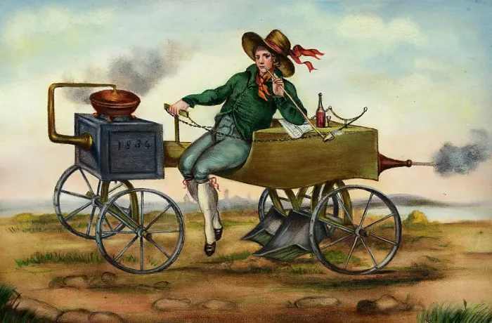 Framed Print : Man on Steam-Driven Plow Framed Print : Man on Steam-Driven Plow