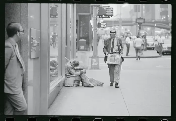 Framed Print : Man Strolling Down a Sidewalk Framed Print : Man Strolling Down a Sidewalk