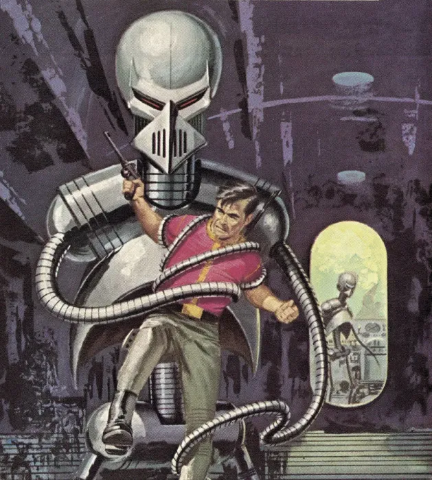 Framed Print : Man Struggling With Robot Framed Print : Man Struggling With Robot