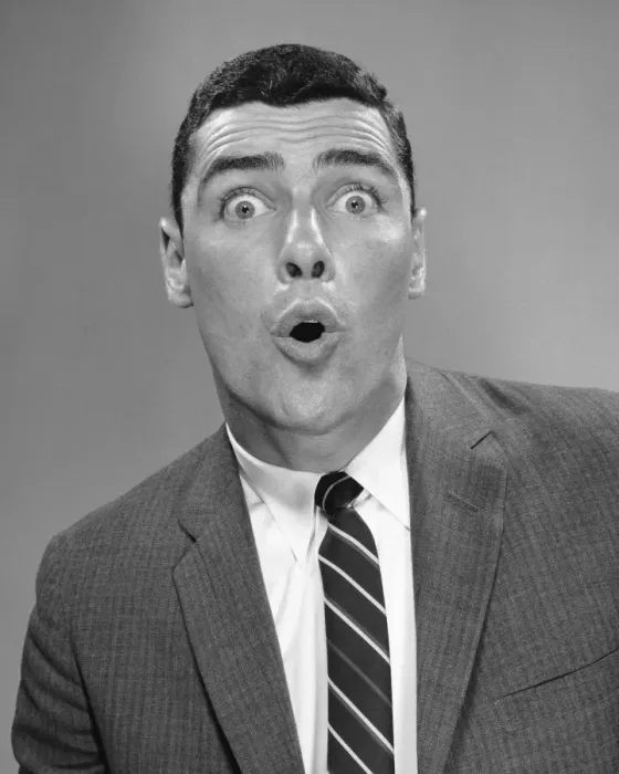 Framed Print : Man with surprised expression Framed Print : Man with surprised expression