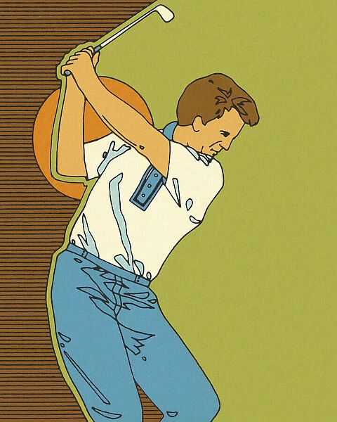 Man Swinging a Golf Club