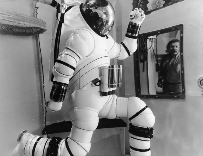Framed Print : Man Test Spacesuit in Water Tank