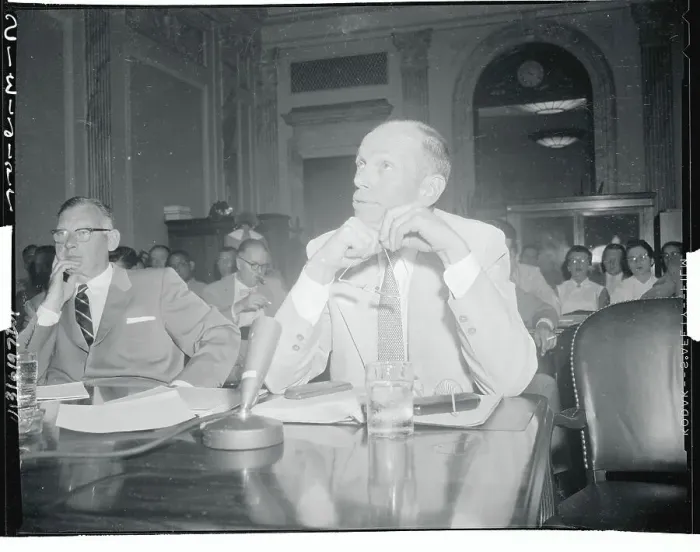 Framed Print : Man Testifying Before a Senate Subcommittee Framed Print : Man Testifying Before a Senate Subcommittee