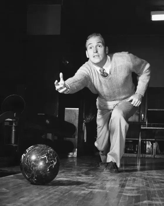 Framed Print : Man throwing bowling ball down lane Framed Print : Man throwing bowling ball down lane