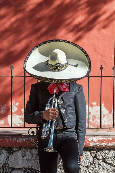 Man with trumpet from Mariachi group, Mexico
