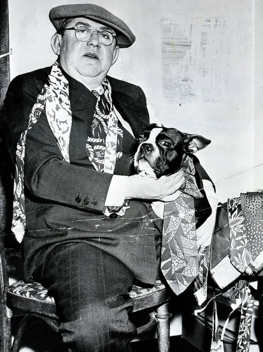 Framed Print : Man Trying Ties On Dog Framed Print : Man Trying Ties On Dog