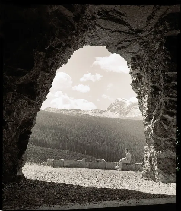 Framed Print : Man At Tunnel Entrance Looks Over Park Framed Print : Man At Tunnel Entrance Looks Over Park