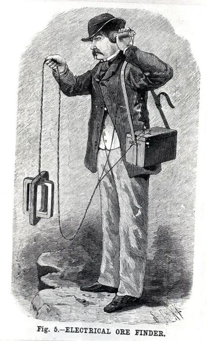 Framed Print : Man Using An Electric Ore Finder Framed Print : Man Using An Electric Ore Finder