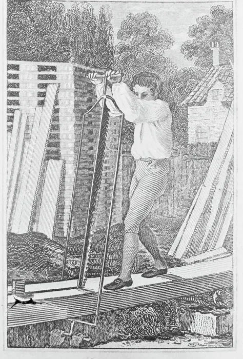 Framed Print : Man Using Long Saw Framed Print : Man Using Long Saw