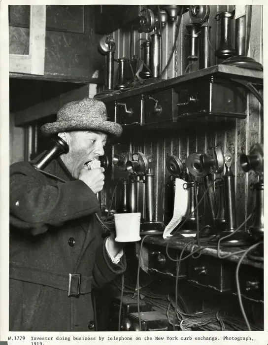 Framed Print : Man Using Old-Fashioned Telephone Framed Print : Man Using Old-Fashioned Telephone