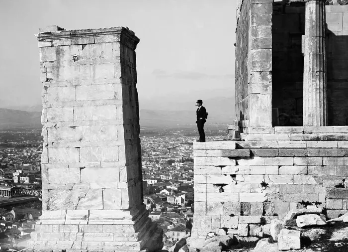 Framed Print : Man Viewing Athens from the Acropolis Framed Print : Man Viewing Athens from the Acropolis