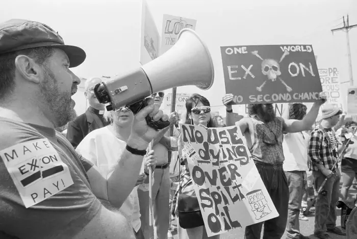 Framed Print : Man W / Megaphone @ Anti-Exxon Protest Framed Print : Man W / Megaphone @ Anti-Exxon Protest