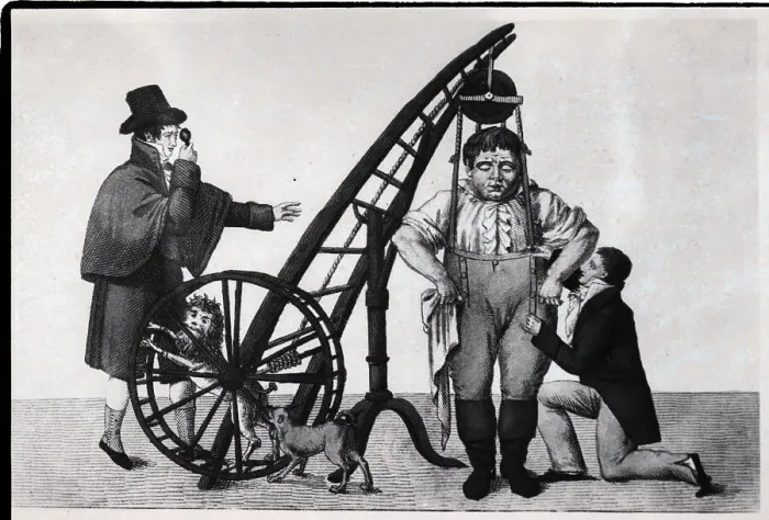 Framed Print : Man W / Trouser-Lifting Suspension Machine Framed Print : Man W / Trouser-Lifting Suspension Machine
