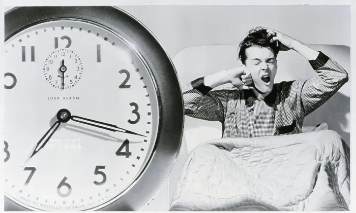 Framed Print : Man Waking Up To Alarm Clock Framed Print : Man Waking Up To Alarm Clock