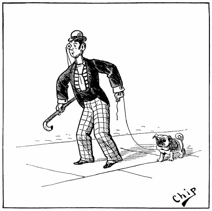 Framed Print : Man walking a pug dog Framed Print : Man walking a pug dog