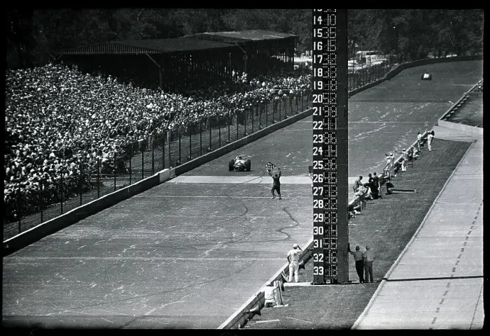 Framed Print : Man Waving Checkered Flag on Racetrack Framed Print : Man Waving Checkered Flag on Racetrack