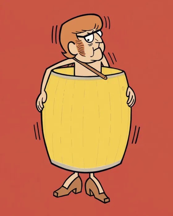 Framed Print : Man Wearing a Barrel Framed Print : Man Wearing a Barrel