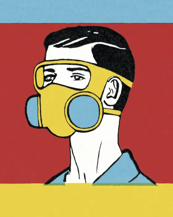 Framed Print : Man Wearing a Gas Mask Framed Print : Man Wearing a Gas Mask