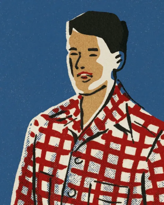 Framed Print : Man Wearing a Plaid Shirt Framed Print : Man Wearing a Plaid Shirt