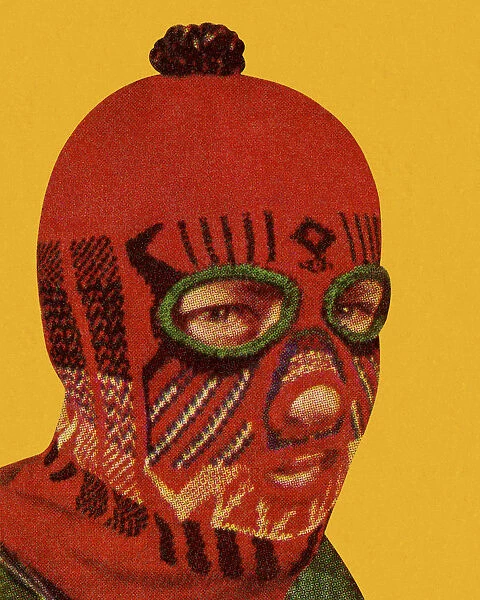 Man Wearing Red Face Mask