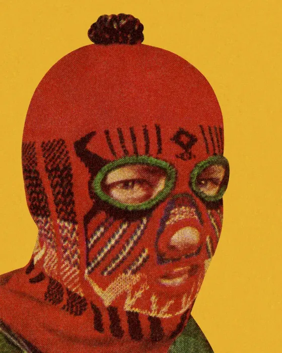 Framed Print : Man Wearing Red Face Mask Framed Print : Man Wearing Red Face Mask