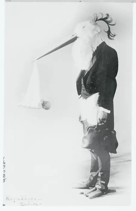 Framed Print : Man Wearing a Stork Costume Framed Print : Man Wearing a Stork Costume