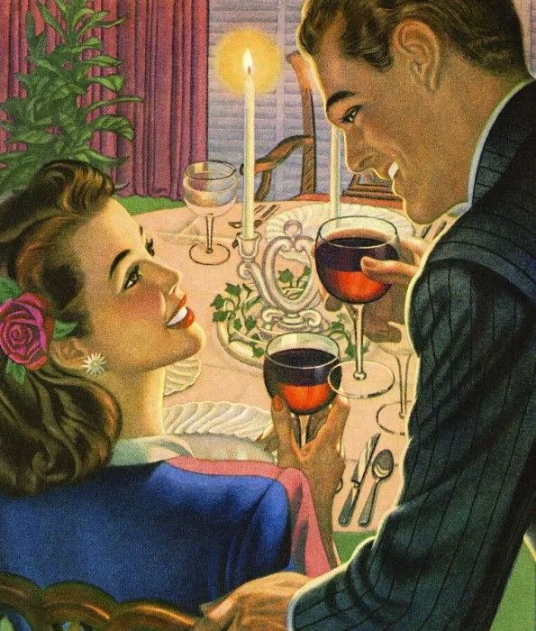 Framed Print : Man and Woman on a Dinner Date Framed Print : Man and Woman on a Dinner Date