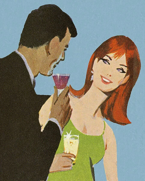 Man and Woman Having Drinks