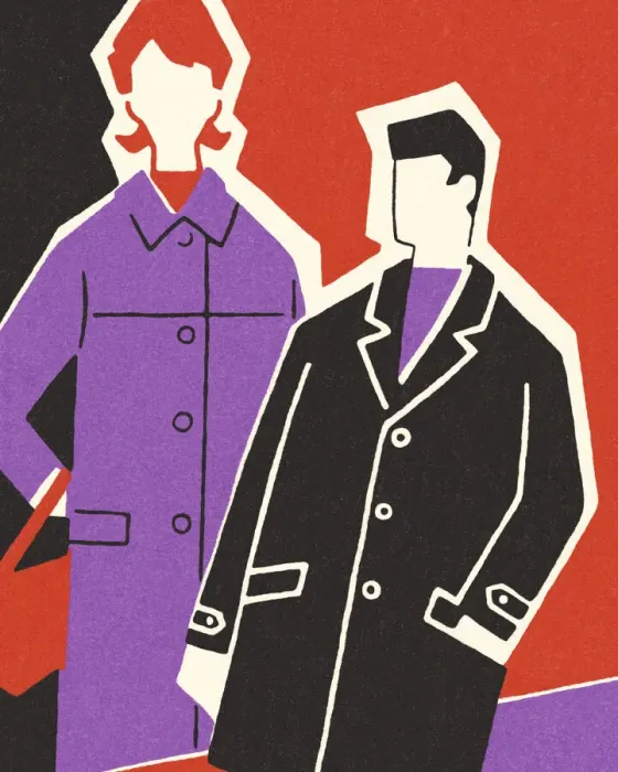 Framed Print : Man and Woman in Overcoats Framed Print : Man and Woman in Overcoats