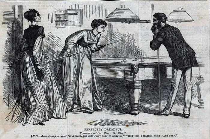 Framed Print : Man And Woman Paying Billiards Framed Print : Man And Woman Paying Billiards