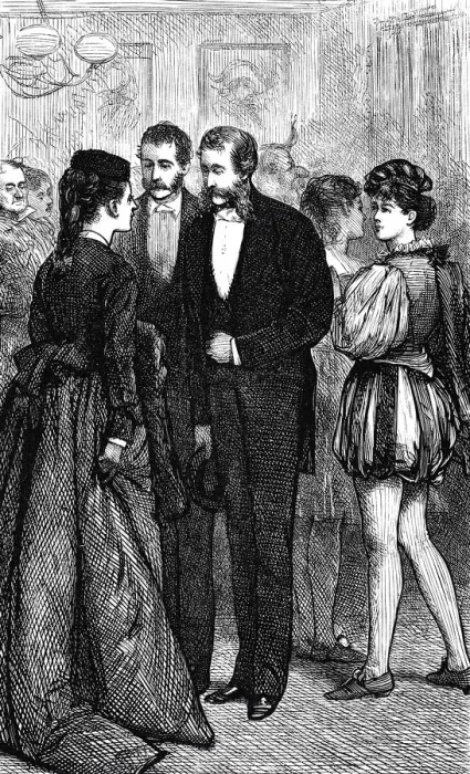 Framed Print : Man and woman are talking at a party Framed Print : Man and woman are talking at a party