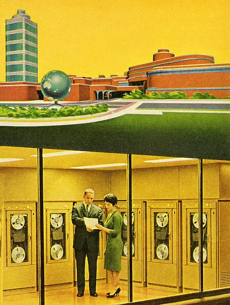 Man and Woman in Underground Computer Lab