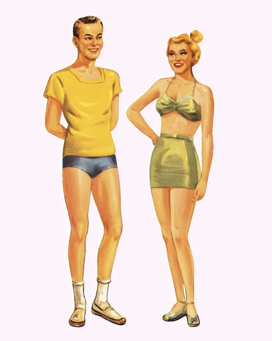 Framed Print : Man and Woman Wearing Underwear Framed Print : Man and Woman Wearing Underwear