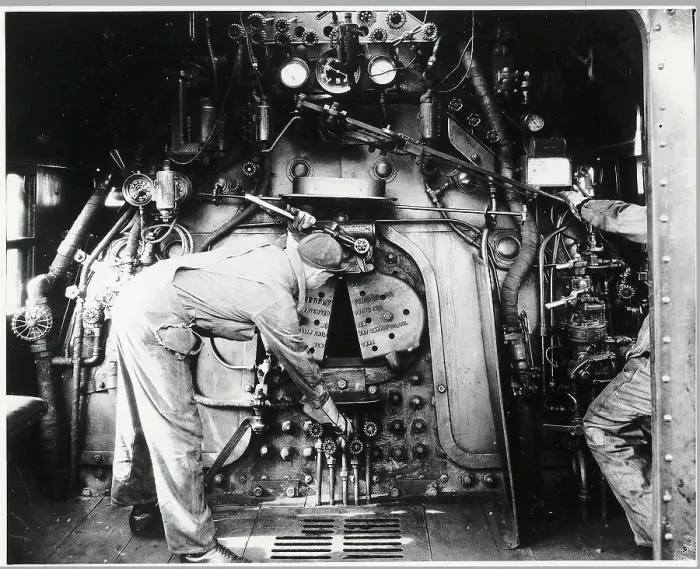 Framed Print : Man Working On Jersey Central Engine Framed Print : Man Working On Jersey Central Engine