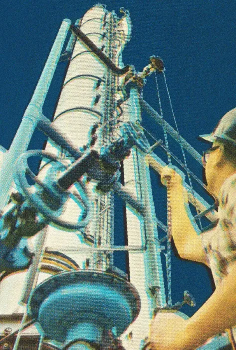 Framed Print : Man Working at an Oil Refinery Framed Print : Man Working at an Oil Refinery