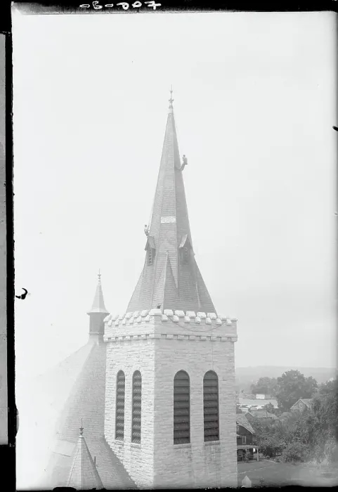 Framed Print : Man Working on Steeple Framed Print : Man Working on Steeple