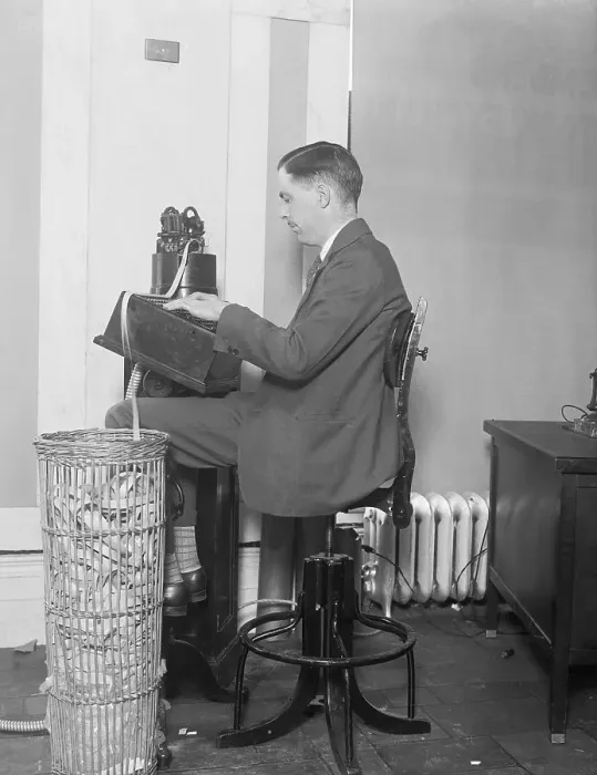 Framed Print : Man Working A Stock Exchange Ticker Framed Print : Man Working A Stock Exchange Ticker