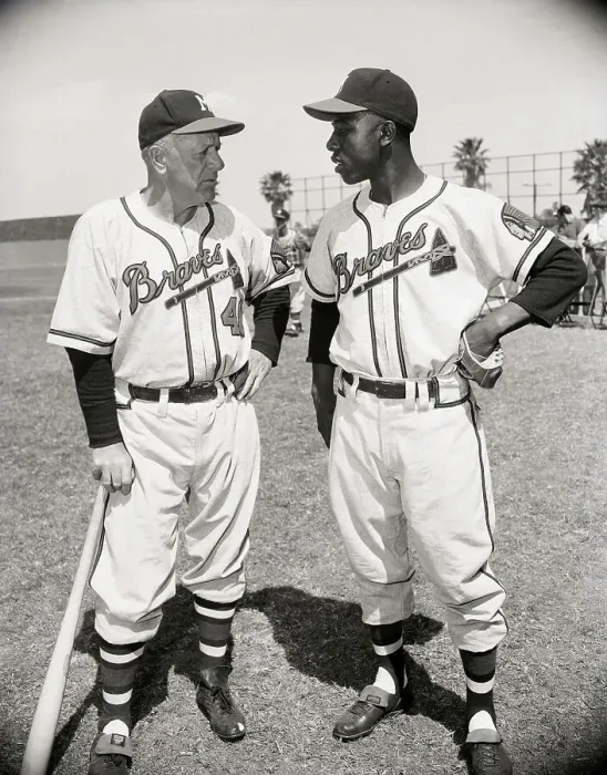 Framed Print : Manager Charlie Grimm Talking to Hank Aaron Framed Print : Manager Charlie Grimm Talking to Hank Aaron