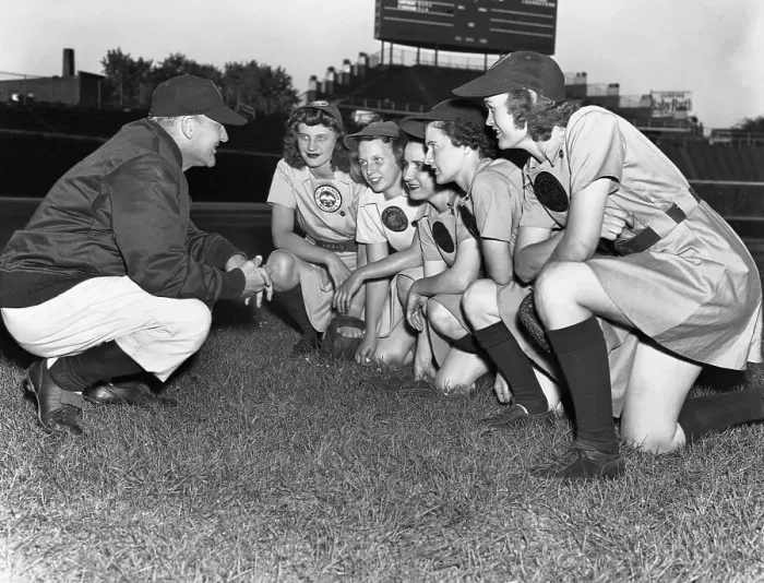 Framed Print : Manager With a Women's Baseball Team