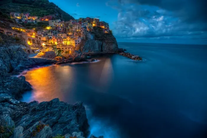 Framed Print : Manarola Italy at Blue Hour Framed Print : Manarola Italy at Blue Hour