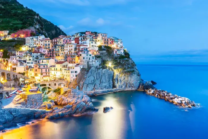 Framed Print : Manarola at blue hour Framed Print : Manarola at blue hour