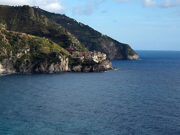 Manarola Seen From Corniglia, Cinque Terre National Park, Ligurian Sea, Northern Italy