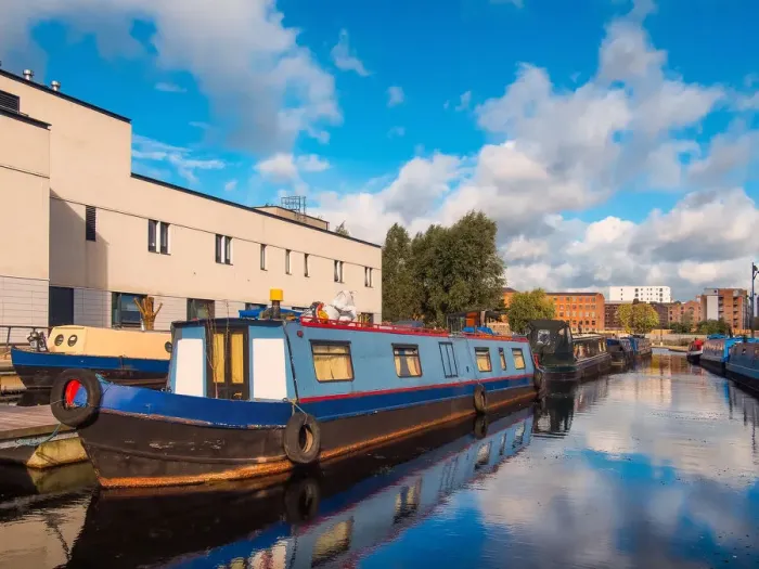 Framed Print : Manchester, barges at New Islington Framed Print : Manchester, barges at New Islington