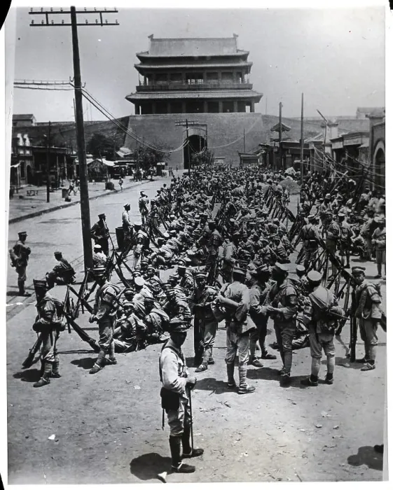 Framed Print : Manchurian Troops Wait Outisde Gate Framed Print : Manchurian Troops Wait Outisde Gate
