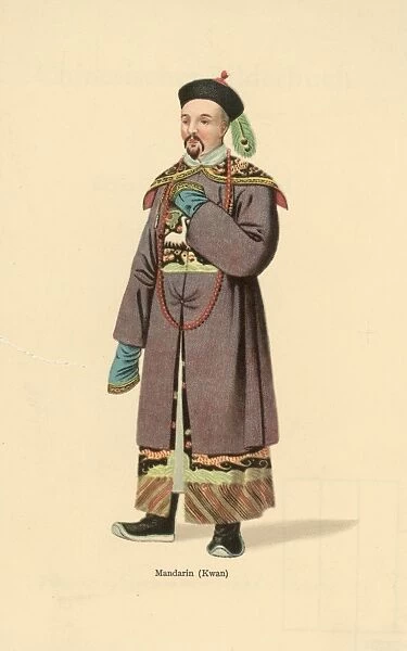 Mandarin. circa 1800: A mandarin or Chinese civil servant in traditional dress