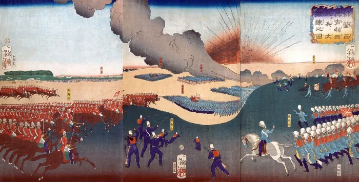 Framed Print : Maneuvers of French & English soldiers Framed Print : Maneuvers of French & English soldiers